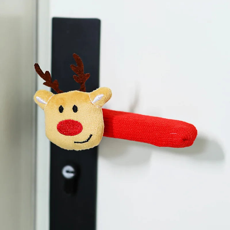 Santa Claus Door Handle Covers | Christmas Glove Decorations Christmas Door Decoration Richie's Deer style 1pc