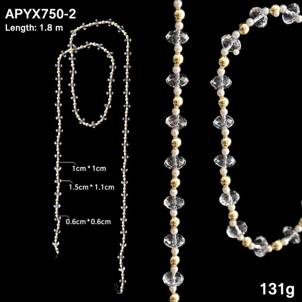 1.8M Acrylic Bead Garland – Crystal & Pearl Christmas Strand Christmas Bead Garland Richie's Style 2