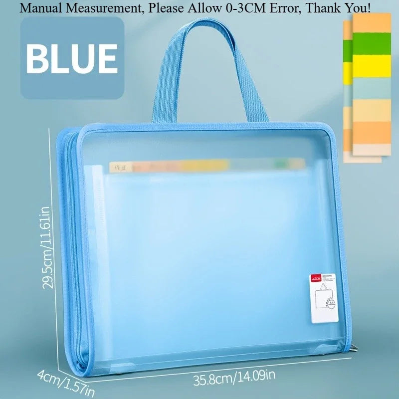 13-Compartment Zippered File Organizer – Office, Travel & School File Organizer Folder Richie's Blue 1 Piece