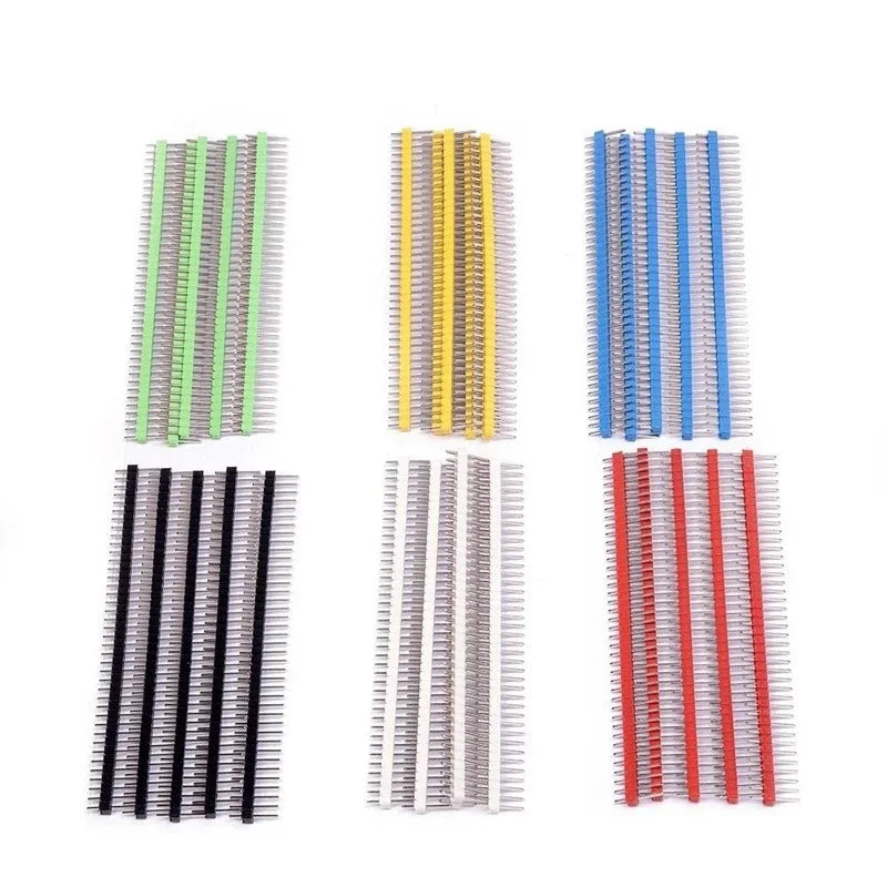 10PCS Color Gilded Pin Headers 2.54mm Single & Double Row Set PCB Pin Headers Richie's