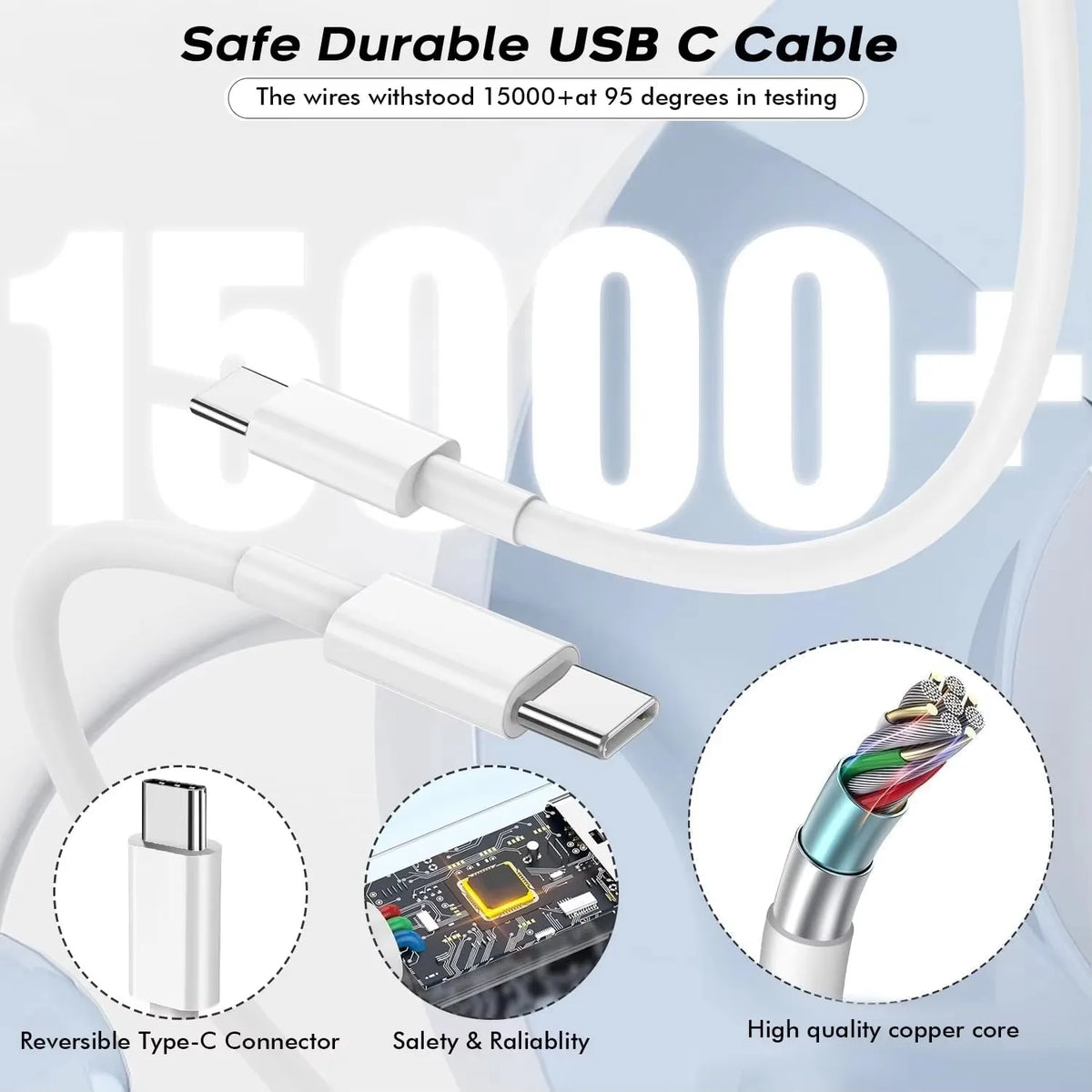 USB-C to USB-C 100W PD Fast Charging Cable – Data Transfer Cord USB-C Charging Cable Richie's