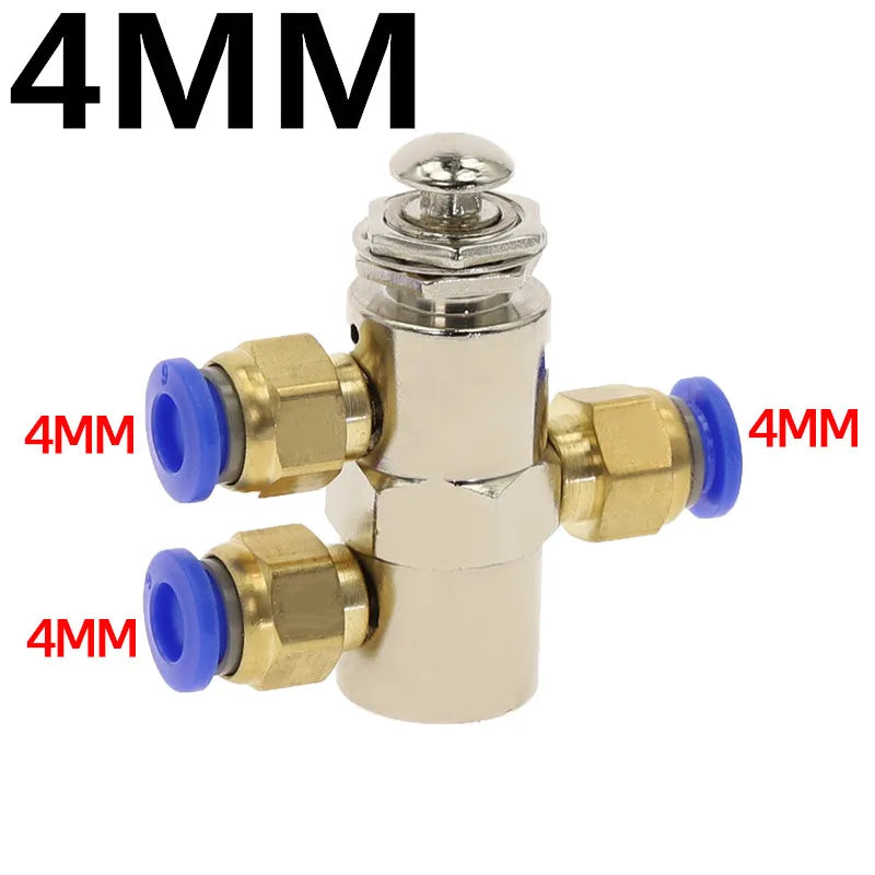 Pneumatic Valve 2-Position 5-Way M5 Push Button TAC2-4P Pneumatic Control Valve Richie's TAC-4P-PC4MM