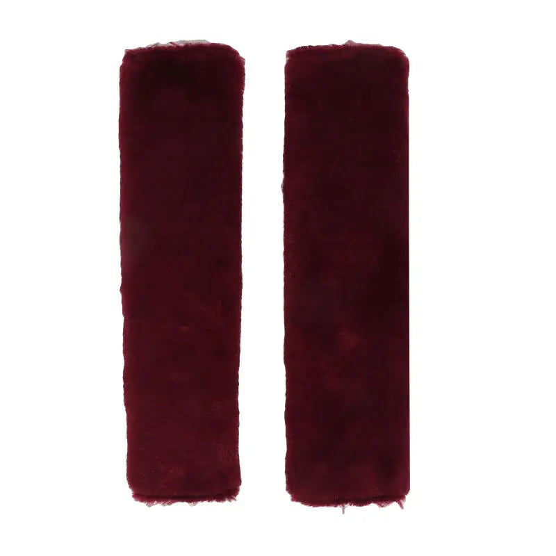2Pcs Plush Car Seat Belt Shoulder Cover Pad – Auto Interior Seat Belt Cover Richie's Wine red