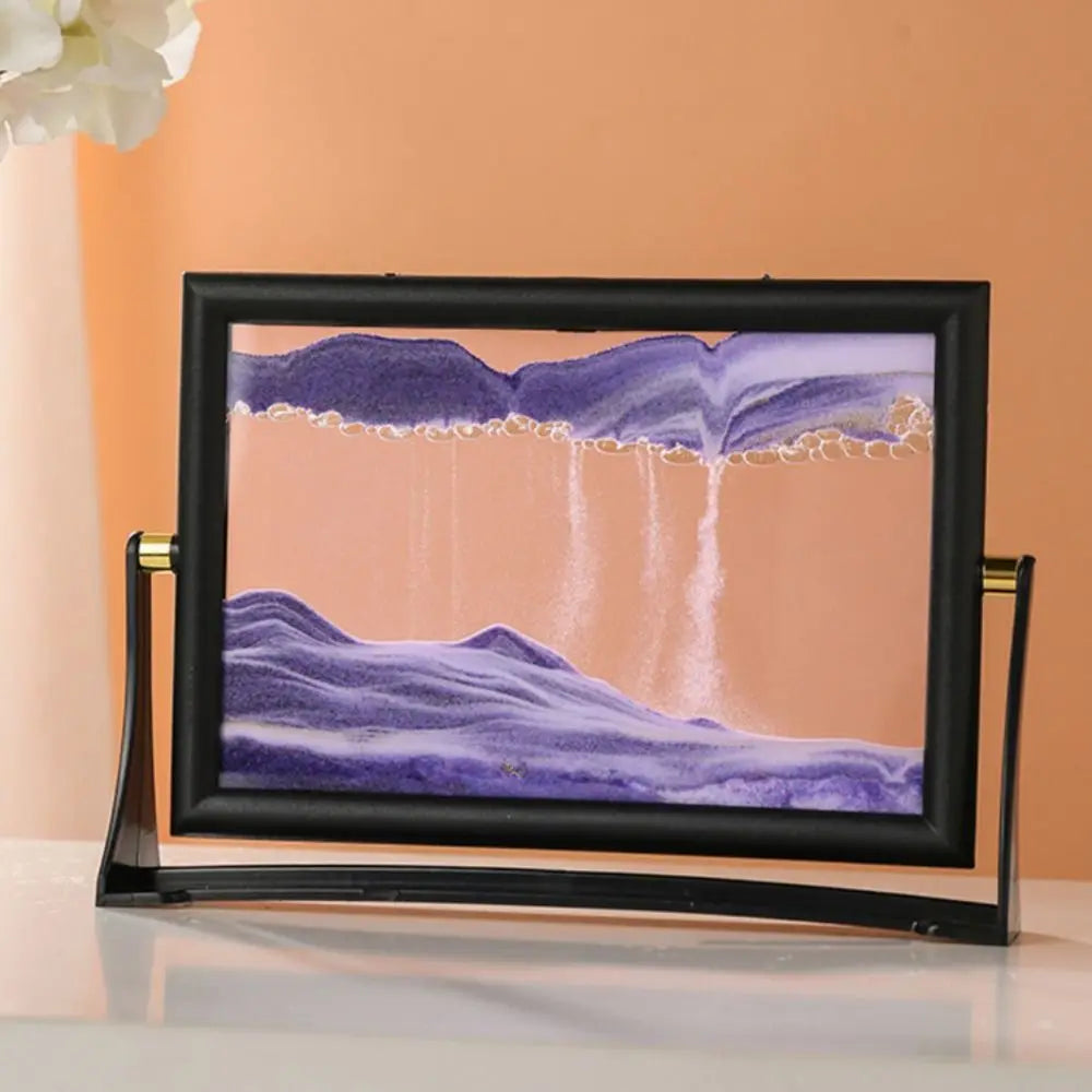 Rotatable Sand Art Picture – Flowing Quicksand Glass Decor Sand Art Decoration Richie's purple 7inch