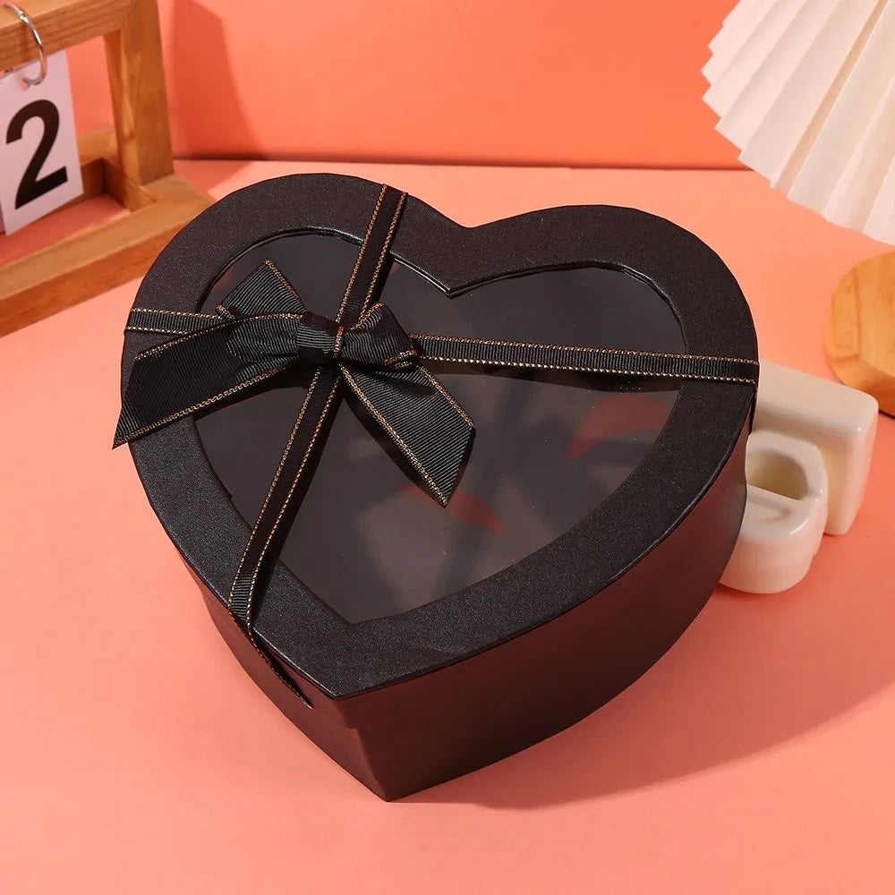 Heart-Shaped Gift Box with Bowknot & Clear Lid – 3 Sizes Gift Packaging Box Richie's