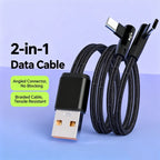 2-in-1 USB-C Nylon Braided Fast Charging Cable – L-Elbow 1.2M USB Charging Cable Richie's