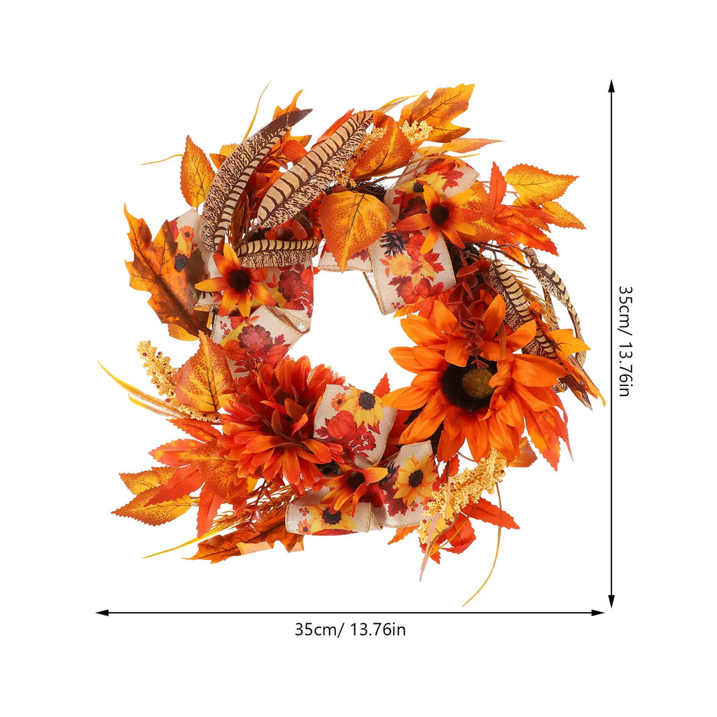 Artificial Fall Wreath Pumpkin Maple Leaves Thanksgiving Door Decor Fall Door Wreath Richie's