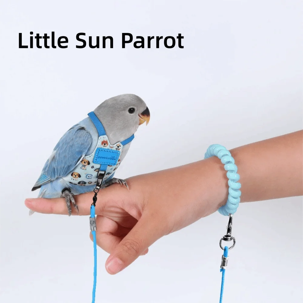 Adjustable Breathable Parrot Flight Harness & Walking Leash Bird Flight Harness Richie's Blue-Style3