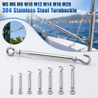 304 Stainless Steel Turnbuckle Wire Rope Tensioner M5–M20 Wire Rope Turnbuckle Richie's