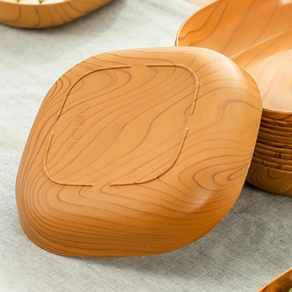 Wood Grain Plastic Square Plate – Japanese Tea & Fruit Tray Square Serving Plate Richie's