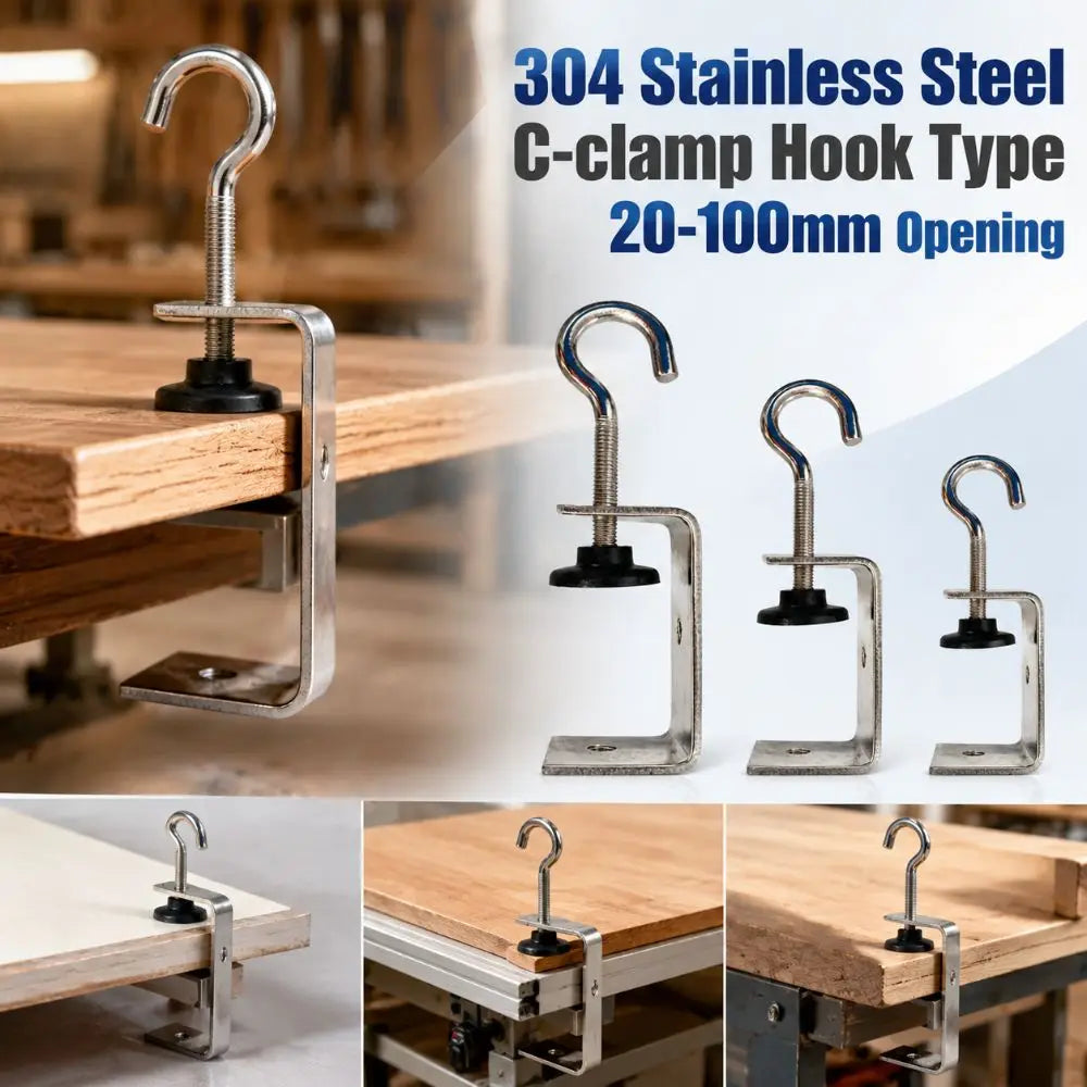 304 Stainless Steel C-Clamp Hook Adjustable 20–100mm | Hardware C-Clamp Hardware Richie's