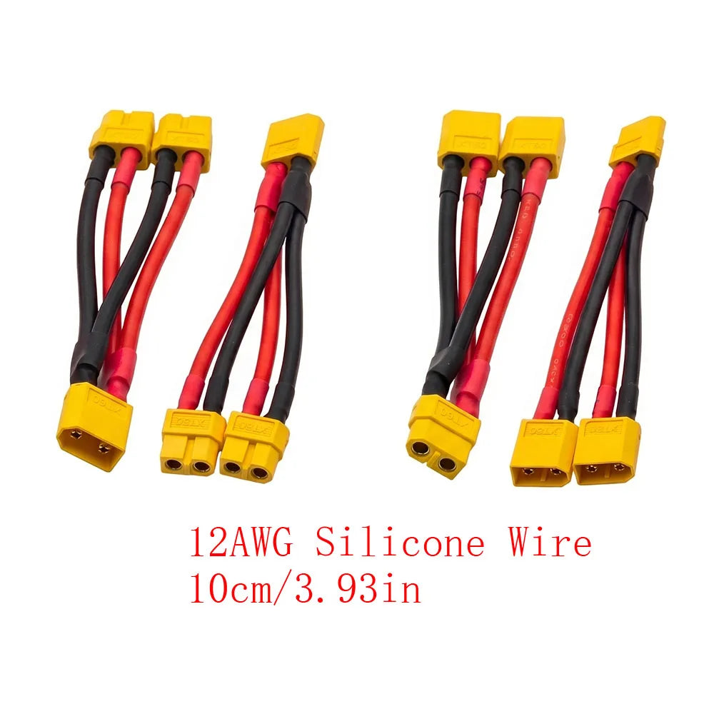 2Pcs XT60 Parallel Y Splitter 12/14AWG Silicone Wire RC Drone RC Power Connector Richie's