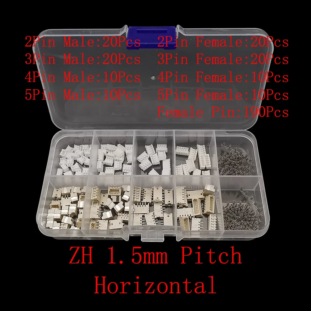 JST Connector Kit – Multi-Pitch Male & Female Housing Terminal Set Connector Terminal Kit Richie's ZH 1.5mm Horizontal