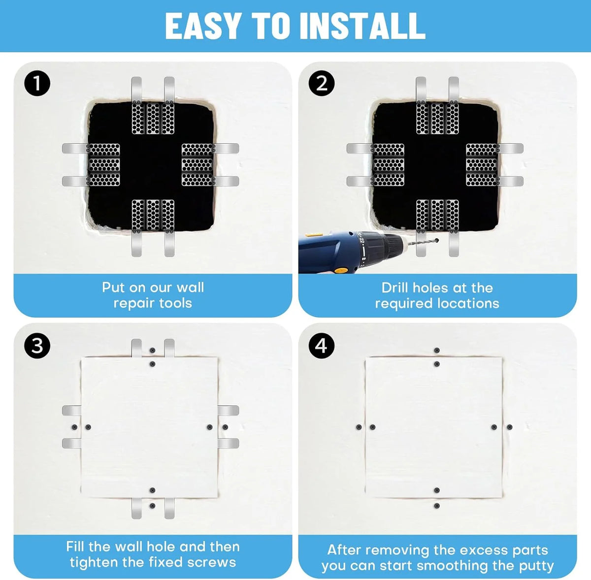 20pcs Heavy-Duty Drywall Repair Clips & 40 Screws – Wall Patch Kit Drywall Repair Kit Richie's