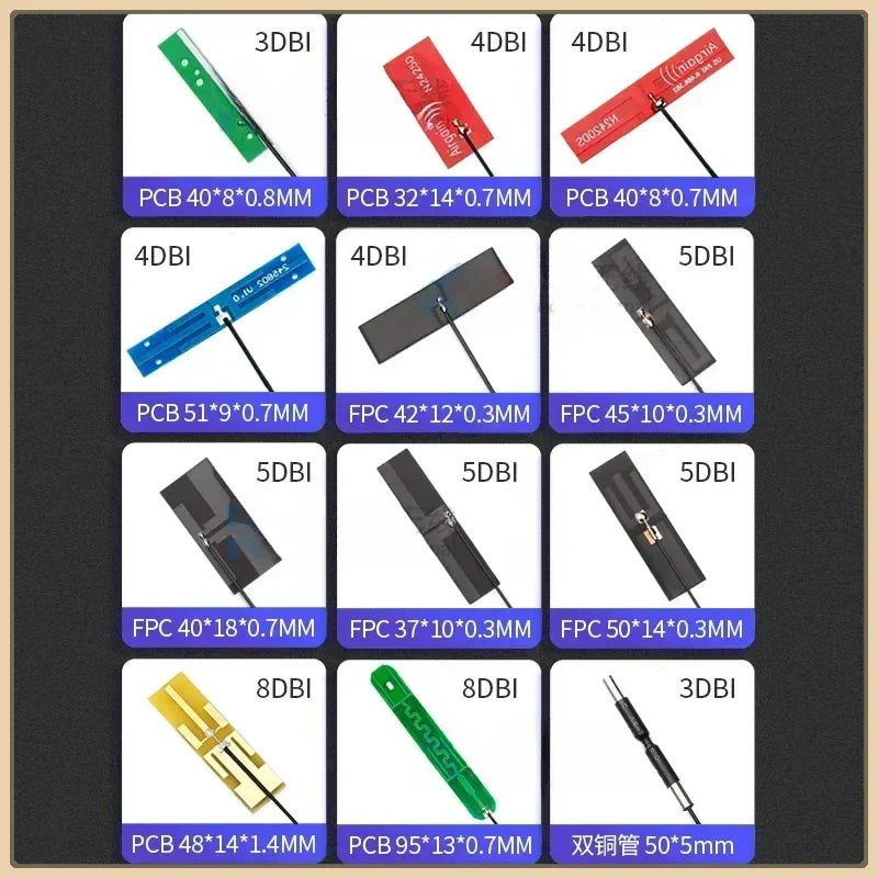 5Pcs Dual-Band 2.4G 5G 5.8G FPC PCB Patch High Gain WiFi Antenna PCB Patch Antenna Richie's