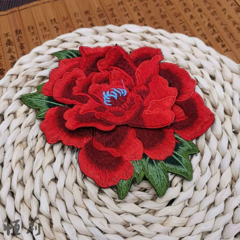 3D Peony Embroidery Patch Ethnic Floral Sew-On Appliqué Embroidery Patch Richie's