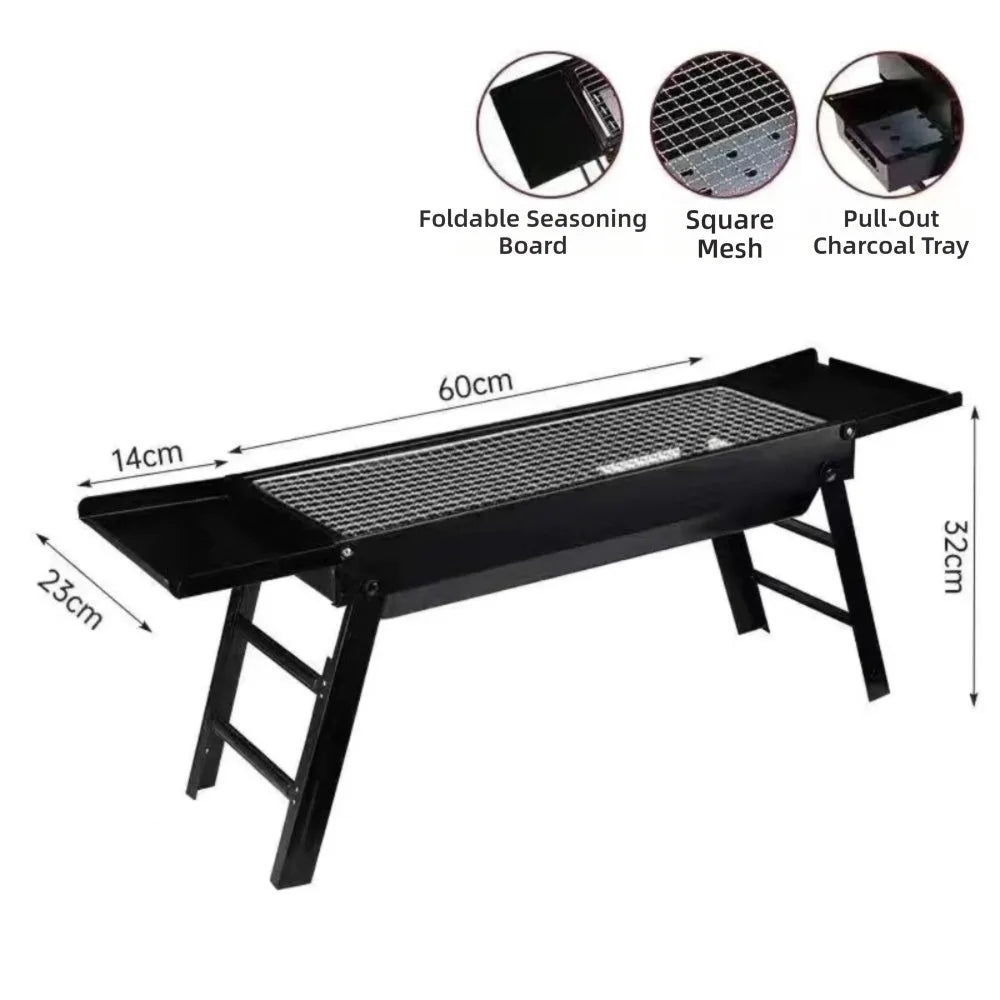 Folding Charcoal BBQ Grill with Side Trays – Portable Tabletop Charcoal BBQ Grill Richie's A