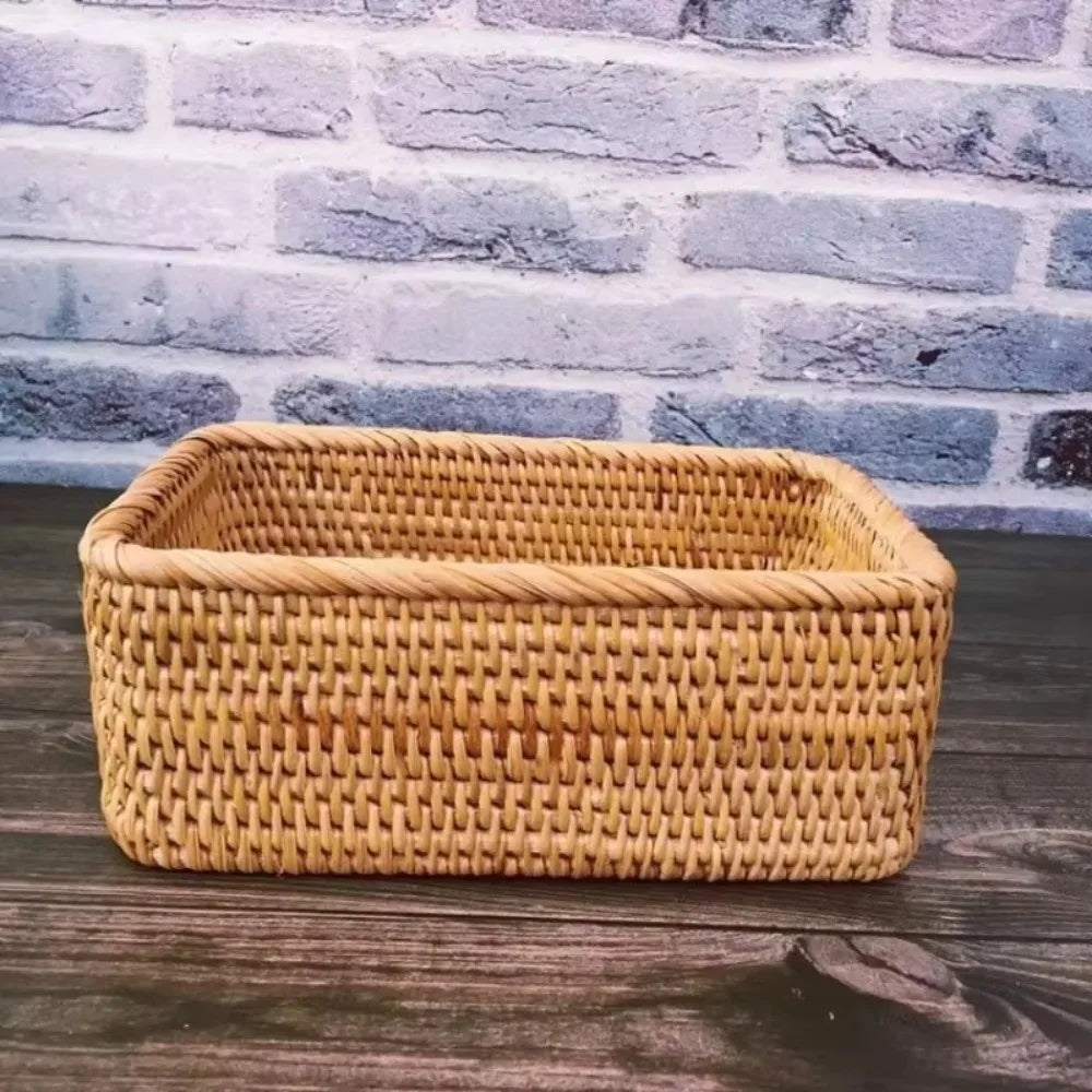 Handwoven Rattan Storage Basket | Desktop & Kitchen Organizer Rattan Storage Basket Richie's