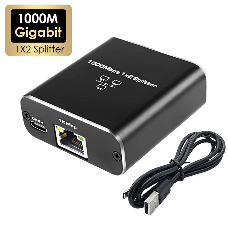 Gigabit 1x2 RJ45 Network Splitter 1000Mbps LAN Adapter Network Splitter Richie's Gigabit Classic