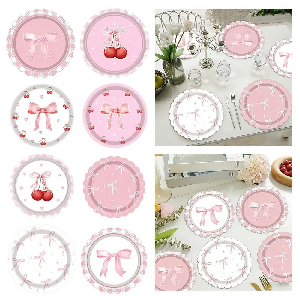 10pcs Pink Cherry Disposable Paper Plates 7 Inch Party Disposable Paper Plates Richie's