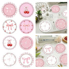 10pcs Pink Cherry Disposable Paper Plates 7 Inch Party Tableware Disposable Paper Plates Richie's