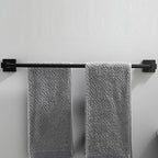 Matte Black Double Towel Bar Rack – 60cm Aluminium Square Design Double Towel Bar Richie's
