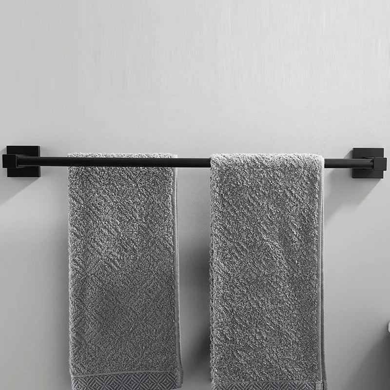 Matte Black Double Towel Bar Rack – 60cm Aluminium Square Design Double Towel Bar Richie's