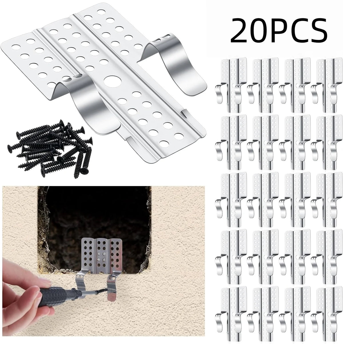 20pcs Heavy-Duty Drywall Repair Clips & 40 Screws – Wall Patch Kit Drywall Repair Kit Richie's