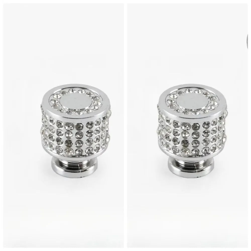 2PCS Rhinestone Crystal Drawer Pulls & Cabinet Door Handles Cabinet Drawer Pulls Richie's Silver 2pcs