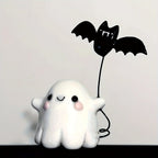 Halloween Ghost & Bat Resin Statue – Spooky Tabletop Decor Halloween Resin Statue Richie's 1pc