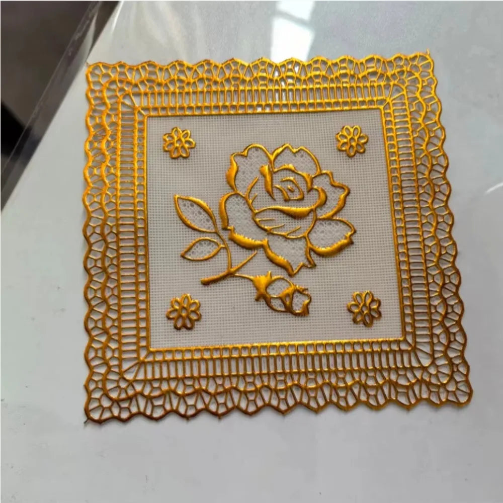 Gold Round Lace PVC Placemat Coaster – Wedding & Party Mat Decorative Placemat Richie's Style 02 L