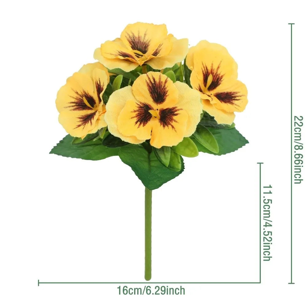 Silk Artificial Pansy Flowers – Realistic Faux Rose Bouquet Decor Artificial Flowers Richie's 01-Yellow