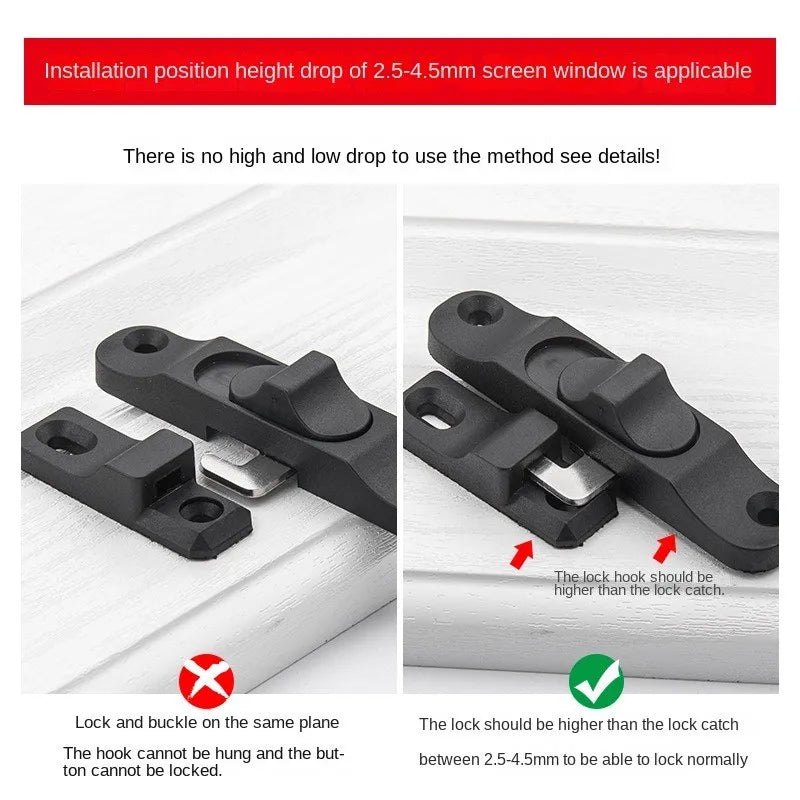 Push-Pull Window Hook Lock – Anti-Theft Sliding Door Plug Window Door Lock Richie's