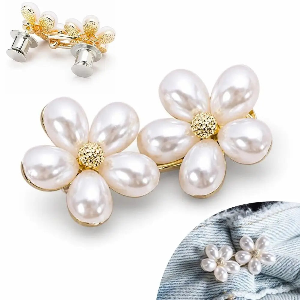 Pearl Flower No-Sew Waist Adjuster Snap Button for Jeans Clothing Snap Button Richie's