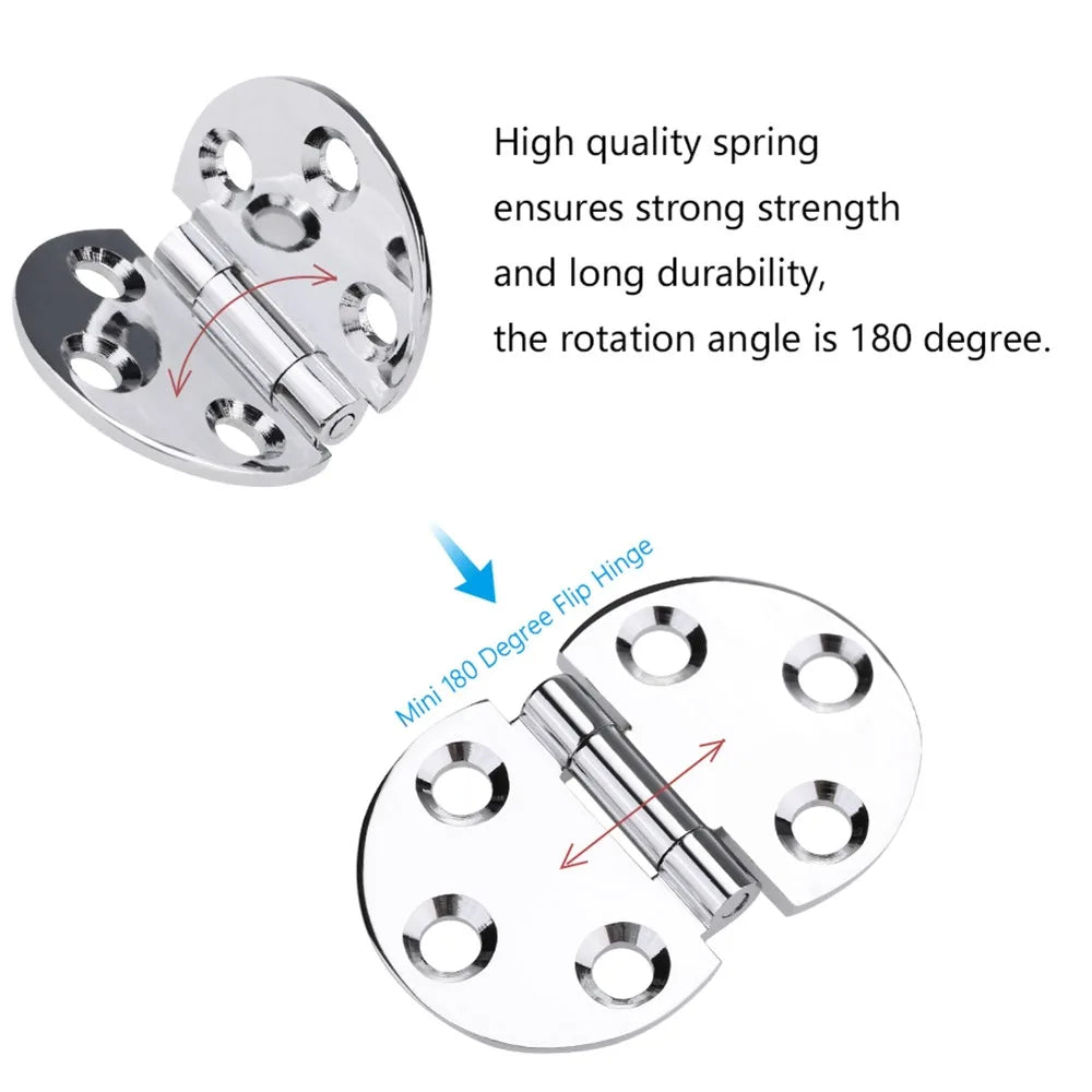 2pcs 180° Round Hatch Hinges Chrome Brass – Marine & Cabinet Round Hatch Hinges Richie's