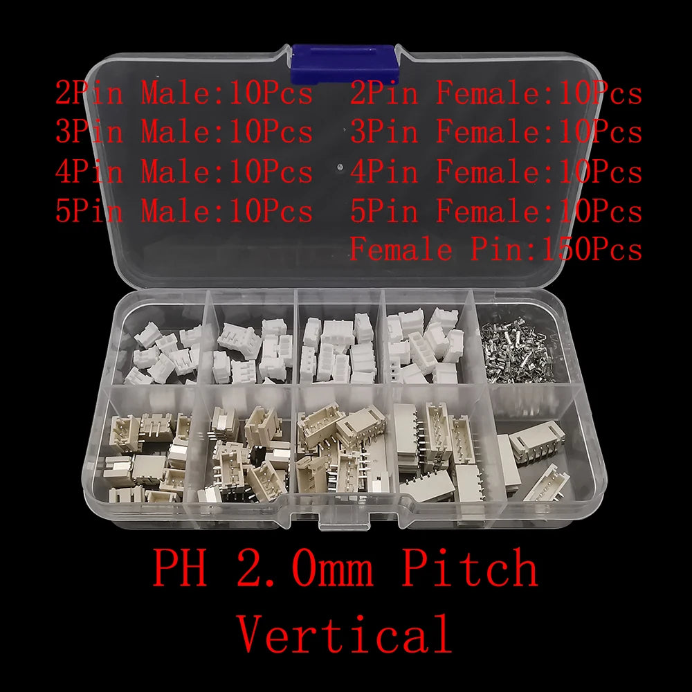 JST Connector Kit PH 2.0mm XH 2.54mm 230pcs Terminal Set JST Connector Kit Richie's PH 2.0mm Vertical