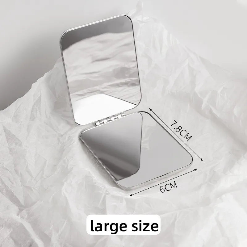 Foldable Double-Sided Pocket Makeup Mirror – Stainless Steel Compact Makeup Mirror Richie's Square large size