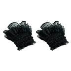 Gothic Lolita Wrist Cuffs Bowknot Lace Trim Maid Cosplay Set Cosplay Wrist Cuffs Richie's Black-A One Size