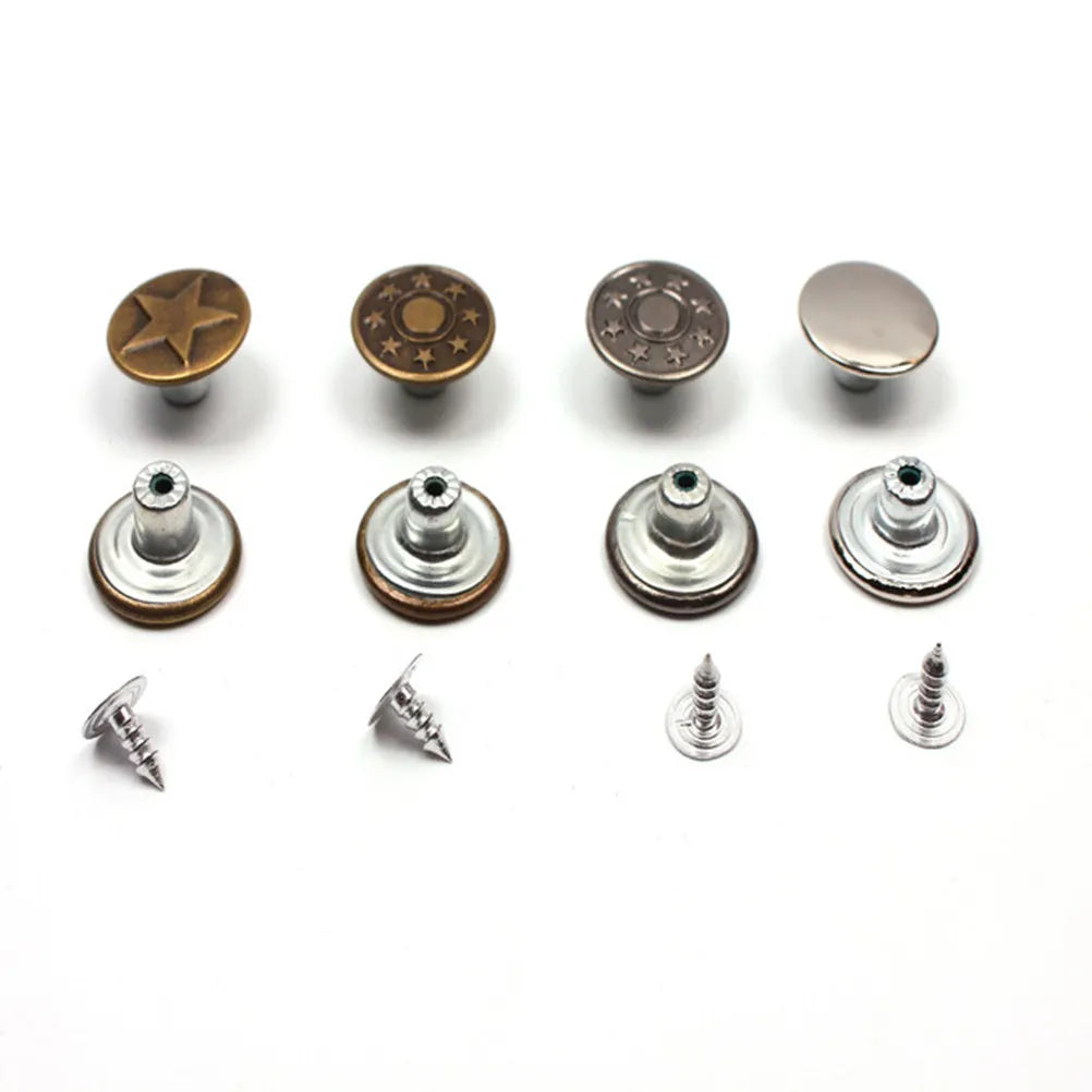 40 Pcs Replacement Jean Buttons Rivets Bulk Set – Iron Silver Clothing Buttons Set Richie's