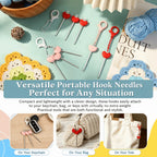 3-Piece Mini Crochet Hook Keychain Set | Heart Handle Crochet Hook Set Richie's