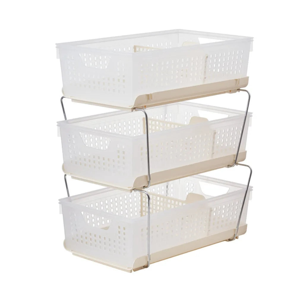 Stackable Storage Basket with Drawer – Desktop Organizer Stackable Storage Organizer Richie's Three Layers