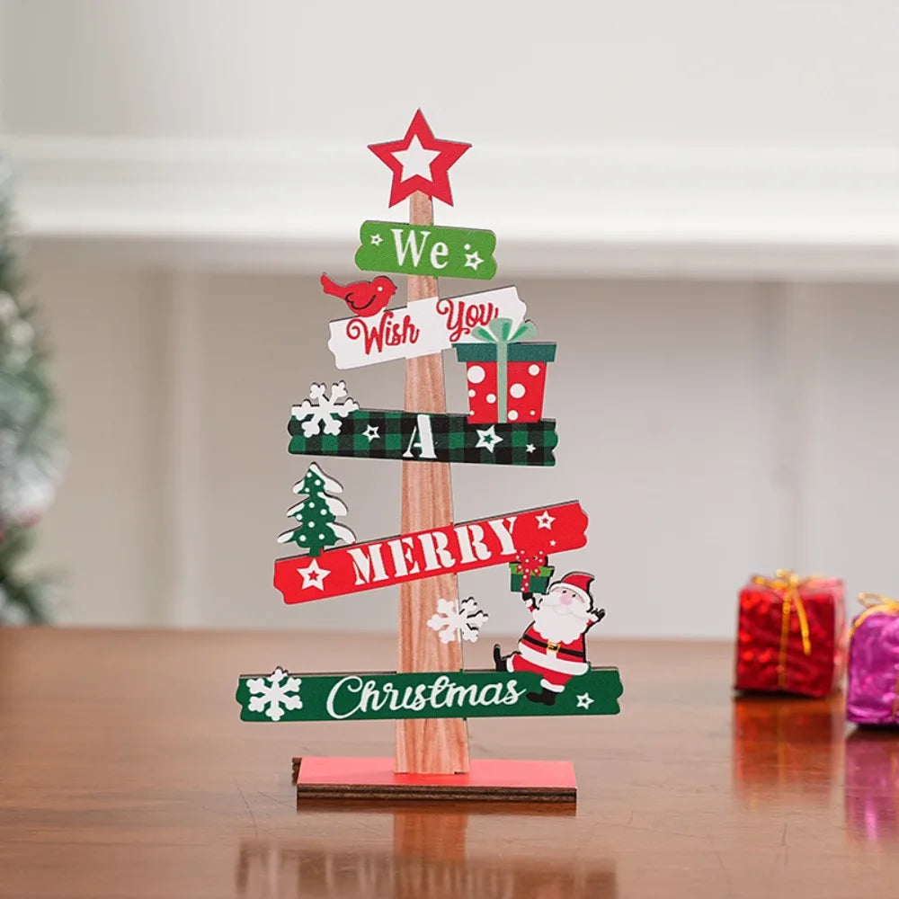 Wooden Santa Claus Christmas Tree Desktop Decoration Ornament Christmas Table Decoration Richie's Style B 0.6M