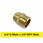 Brass G BSP Female to NPT Male Thread Pipe Fitting Adapter Pipe Fitting Adapter Richie's G 3-4- M x3-4- NPT M