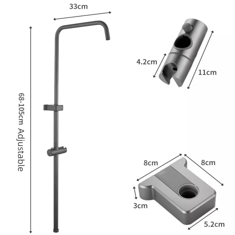 Stainless Steel Shower Adapter Tube Set & Head Holder Shower Extension Set Richie's