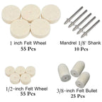 Wool Felt Polishing Wheel Set 100/120/145Pcs – 3mm Rotary Tool Polishing Wheel Set Richie's 145pcs
