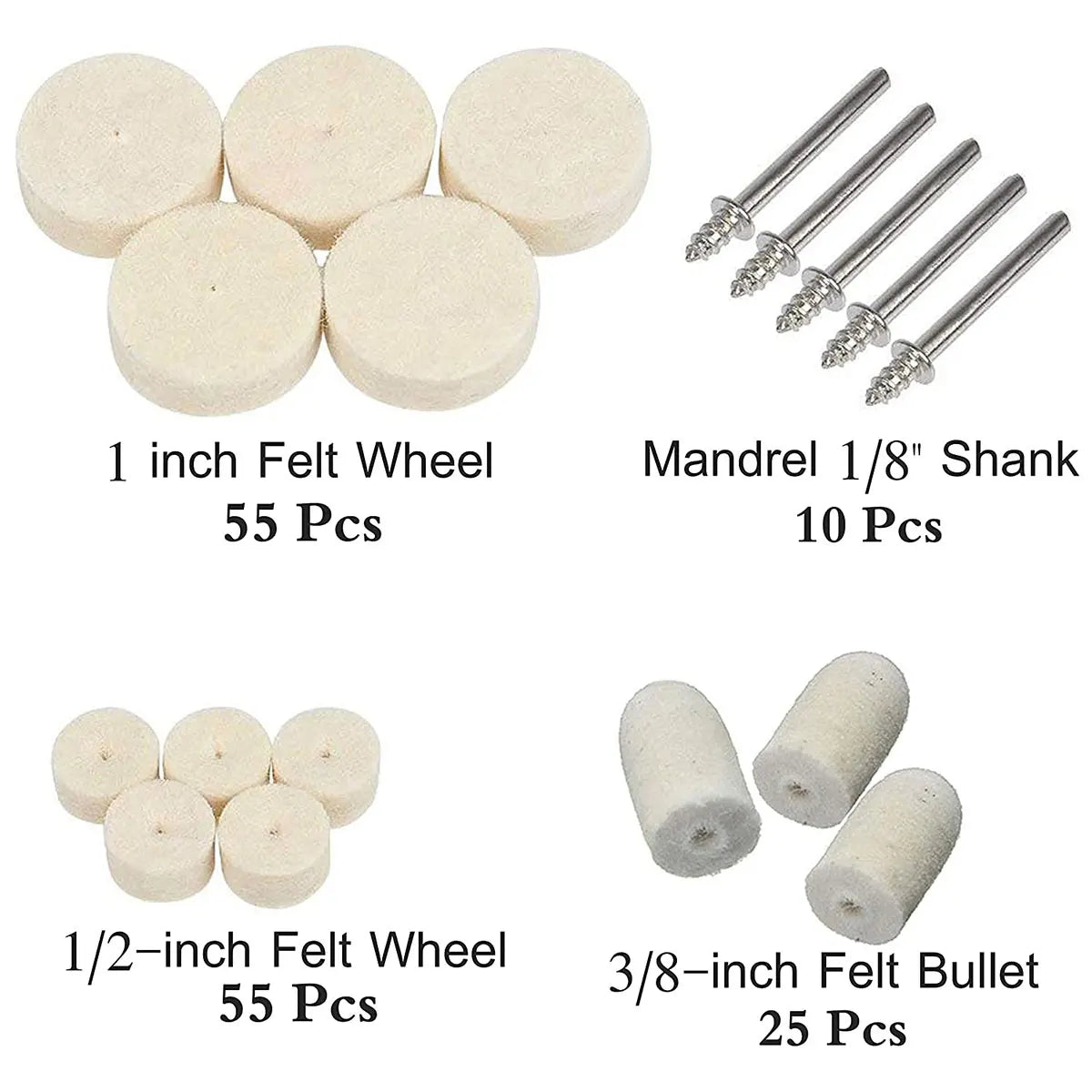 Wool Felt Polishing Wheel Set 100/120/145Pcs – 3mm Rotary Tool Polishing Wheel Set Richie's 145pcs