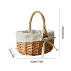 Handmade Wicker Basket with Handle – Woven Rattan Storage Wicker Storage Basket Richie's As Picture
