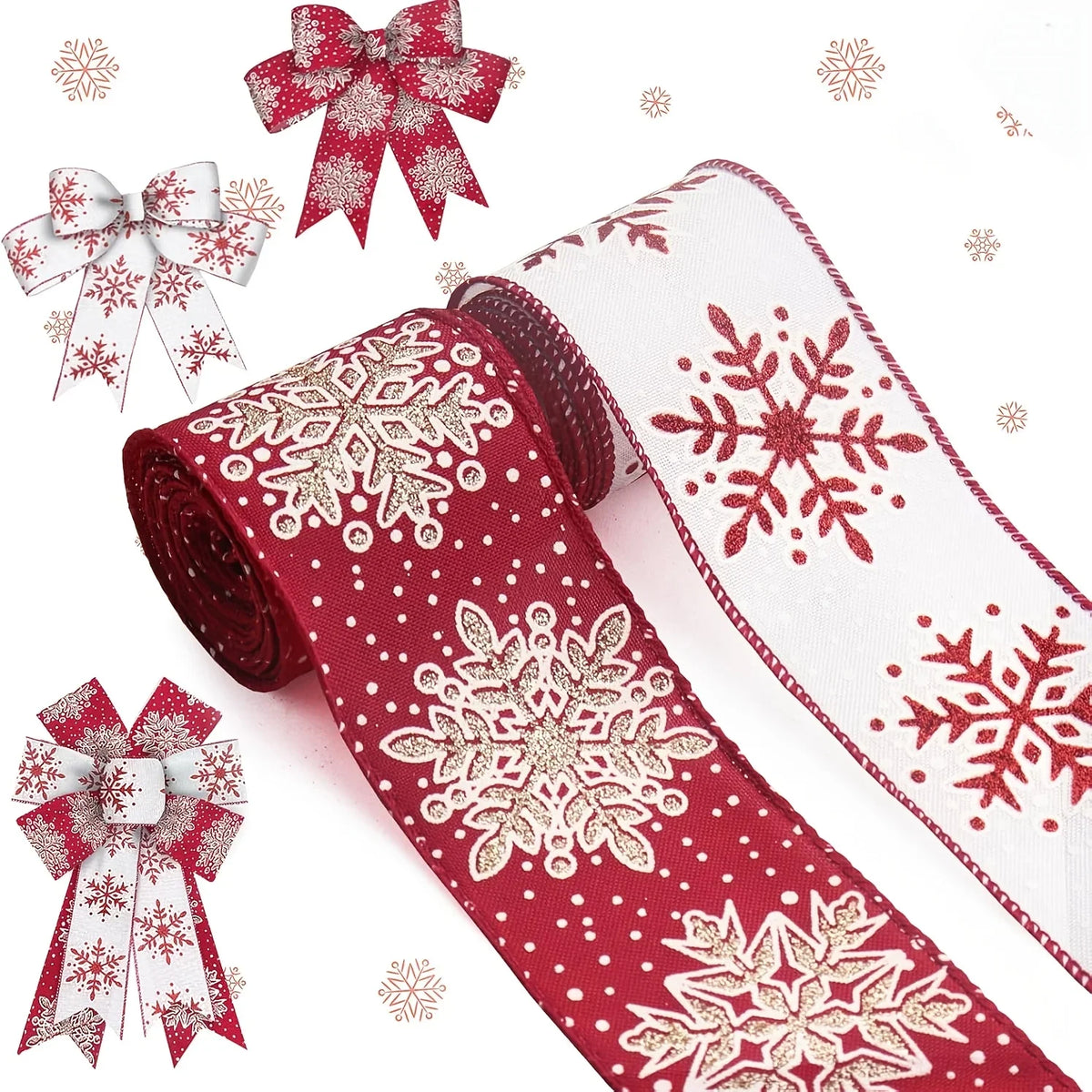 Christmas Snowflake Wired Ribbon – Red White Burlap Bow Christmas Ribbon Richie's