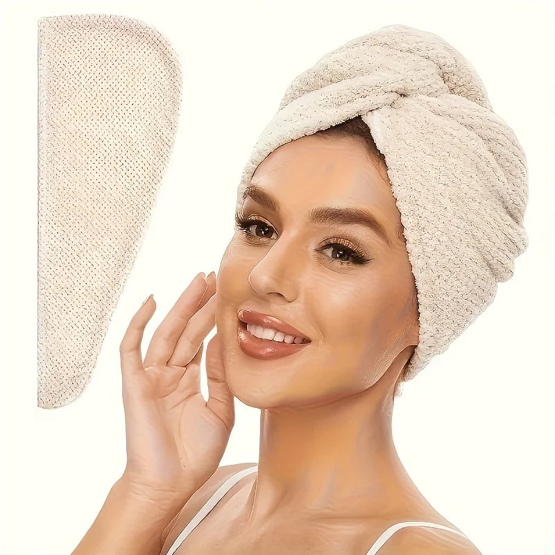 Microfiber Hair Towel Wrap – Quick Dry Turban for All Hair Types Microfiber Hair Towel Richie's Beige