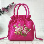 Women Embroidery Flower Cosmetic Bag – Ethnic Mini Purse & Pouch Cosmetic Pouch Richie's rose red